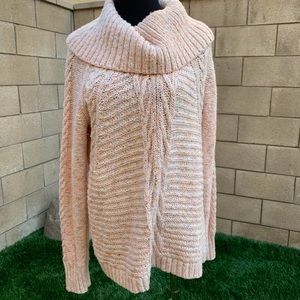 Blush tone cozy and warm wear cowl neck sweater